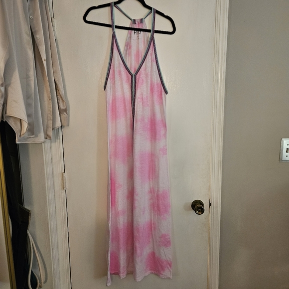 Pitusa Pima Tie-dyed Maxi Sundress / Coverup in Bubble Gum Pink - Picture 2 of 8